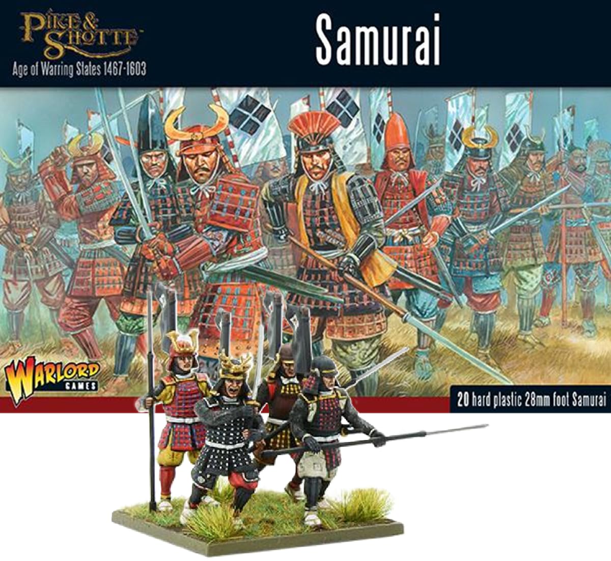Warlord Games Samurai Infantry - 28mm Scale Plastic Miniatures for Pike & Shotte Highly Detailed Miniatures for Table-top Wargaming