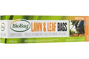 BioBag Compostable Lawn & Leaf Yard Waste Bags, 33 Gallon, 10 count (pack of 2)