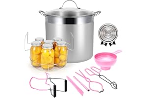 HOMKULA Water Bath Canning Pot with Rack and Lid, Steam Canner with Canning Supplies Starter Kit, 9 Pieces, Stainless Steel, 