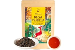 WT WEETEE Decaf Puerh Tea Loose Leaf, 110+ Cups Made of CO2-Decaffeinated Ripe Pu-erh Tea Leaves, Smooth & Sweet | Fermented Dark Tea