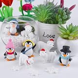 FEPITO 12 Pcs Resin Christmas Figurines Polar Bear Penguin Snowflakes Mini view 6