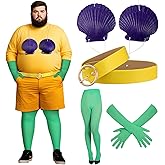 Croknit 5 Pcs Halloween Mermaid Costume Accessories Include Seashell Bra White Rope Green Footed Tights Spandex Gloves Leather Belts for Men Women Halloween Party Cosplay