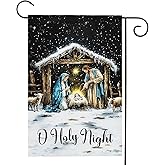 Christma Winter Birth of Jesus Flag 12x18 Double Sided Standerd Xmas Oh Holy Night Jesus Nativity Small Yard Flags for Outside Vertical Farmhouse Holiday Decor