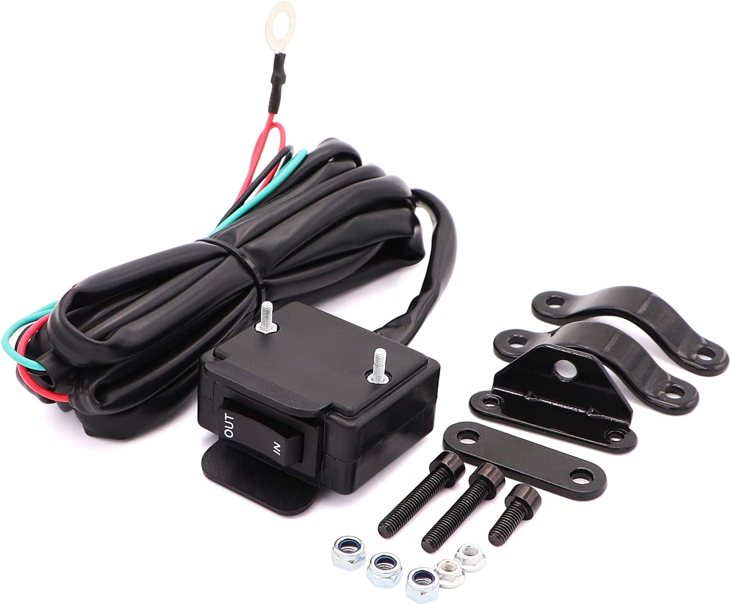Taukealugs 12V Winch Rocker Thumb Switch with Mounting Bracket Handlebar Control line kit for