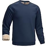 Cavva Mens Sweatshirt Sherpa Lined Long Sleeve Shirts Warm Thick Fleece Crewneck Pullover Thermal Tops Winter