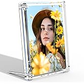 NIUBEE 5x7 Acrylic Picture Frames, Clear Photo Frame for Living Room, Diamond Edge Design, Portrait and Landscape Magnetic Family Thick Desktop Frame