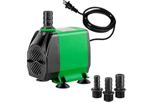 Simple Deluxe 10ft High Lift 800GPH 24W Water Table Pump (3000L/H) with 3 Nozzles, Perfect for Fish Tank, Pond, Aquarium, Statuary, Hydroponics, Fountain, Green