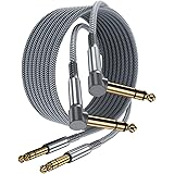 ELEBASE Cable Instrumento 6.35mm TRS 6M 2-Pack,Lead Balanceado Audio Estéreo 1/4 Pulgadas Macho 6.3 Jack,Cord 6.35 para Guita