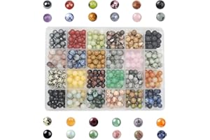 GangGangHao 480pcs Natural Round Stone Beads Genuine Real Stones Beading Loose Gemstone DIY for Bracelet Necklace Earrings Je