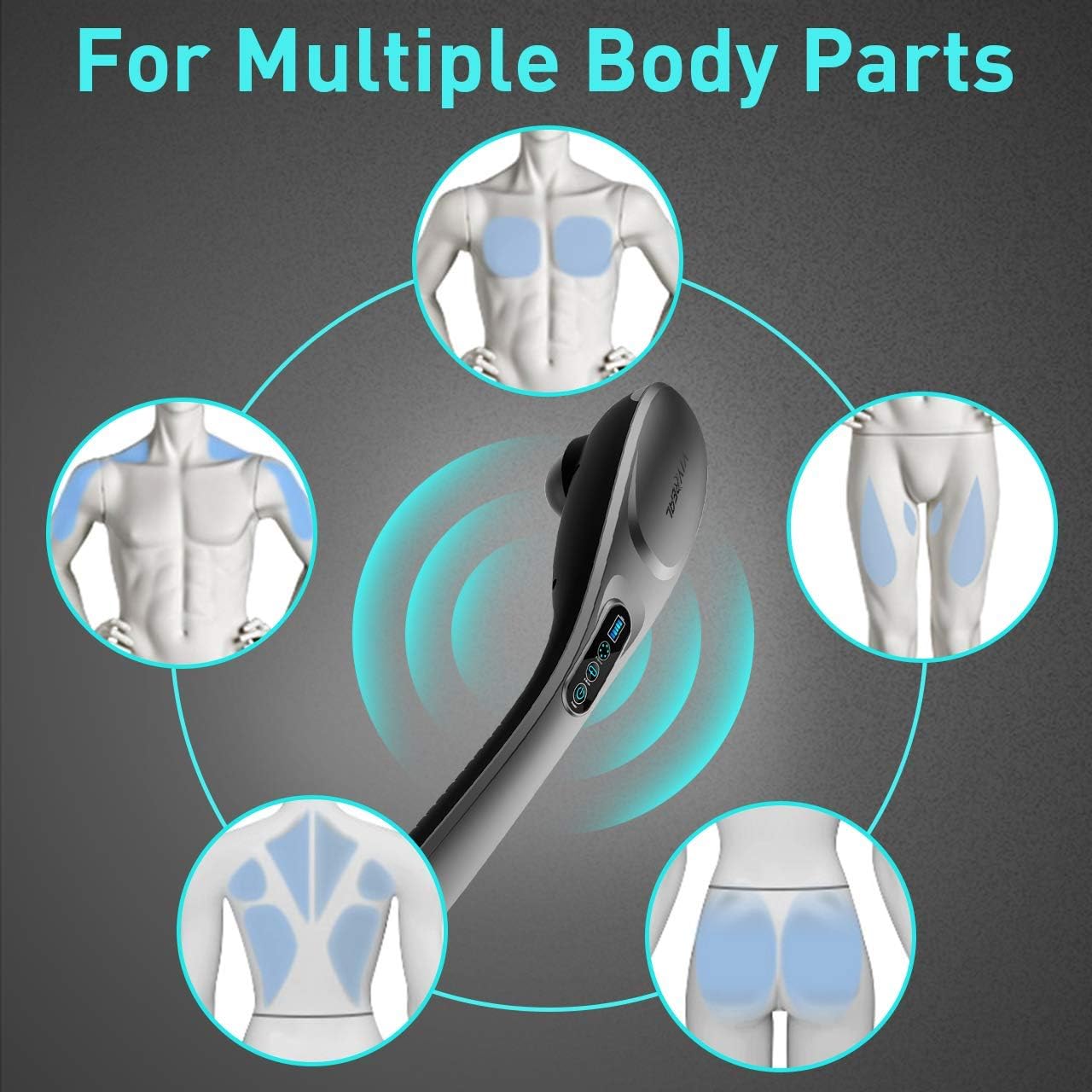 Handheld Back Massager, 6 Interchangeable Nodes, 6 Speeds & 6 Modes, Cordless Massager Deep Tissue Massage for Back Muscle Foot Neck Shoulder Leg Body Pain Relief Home Office: Health & Personal Care