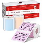 Phomemo Labels,Thermal Color Label,1.57'' x 1.18''Square Self-Adhesive Sticker Paper for Phomemo M110 M220 M221 M120 M108 M150 M250 M260 M160 M200 Printer, for Barcode,Name,Address (Pink/Blue/Khaki