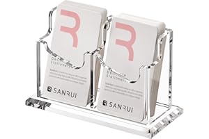SANRUI Clear Vertical Business Card Holder for Desk , Office Acrylic Business Card Display Stand Desktop Organizer Storage Ca