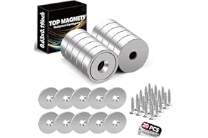 TOP MAGNETS 10Pack Strong Magnets Heavy Duty, Neodymium Magnet with Countersunk Hole and Iron Sheet, 20LBS Cabinet Magnet for Kitchen, Mounting, and Cabinet Magnetic Catch- 0.63x0.19inch
