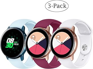 Amazon Com Fit Samsung Galaxy Watch 42mm Galaxy Watch Active 40mm Bands 3pack 20mm Quick Release Stylish Sport Silicone Bands Straps Wristbands Bracelet Watch Band For 42mm Galaxy Watch Blue Red White Clothing