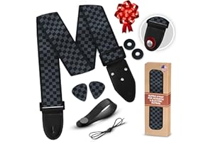 Art Tribute Guitar Strap Premium Padded For Electric, Acoustic, and Bass. Adjustable Unique Design Guitar Straps Includes 2 Strap Locks To Keep It Safe - Discover Durability Comfort and Style- Black