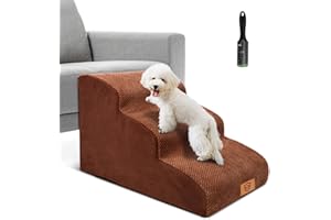 Almcmy Dog Stairs for Small Dogs, 3 Step Dog Steps for Bed and Couch, High Density Foam Pet Stairs with Washable Cover & Extra 1 Lint Roller, Dog Ramp Steps Pet Stairs for Older Cats Senior Dogs
