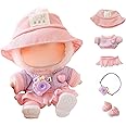 Clothes for Labubu Dolls Accessories, Stylish Kawaii Pink Outfit Set 5 Pieces Suitable for 15cm 17cm La bubu Doll, Doll Clothing Set Replacement (No Doll)