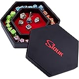 SIQUK Dice Tray with Lid Hexagon Dice Rolling Tray Dice Holder for Dice Games Like RPG, DND and Other Table Games, Red