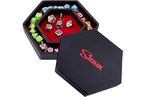 SIQUK Dice Arena Rolling Tray PU Leather Dice Tray Hexagon Dice Holder with Lid for Dice Games Like RPG, DND and Other Table 