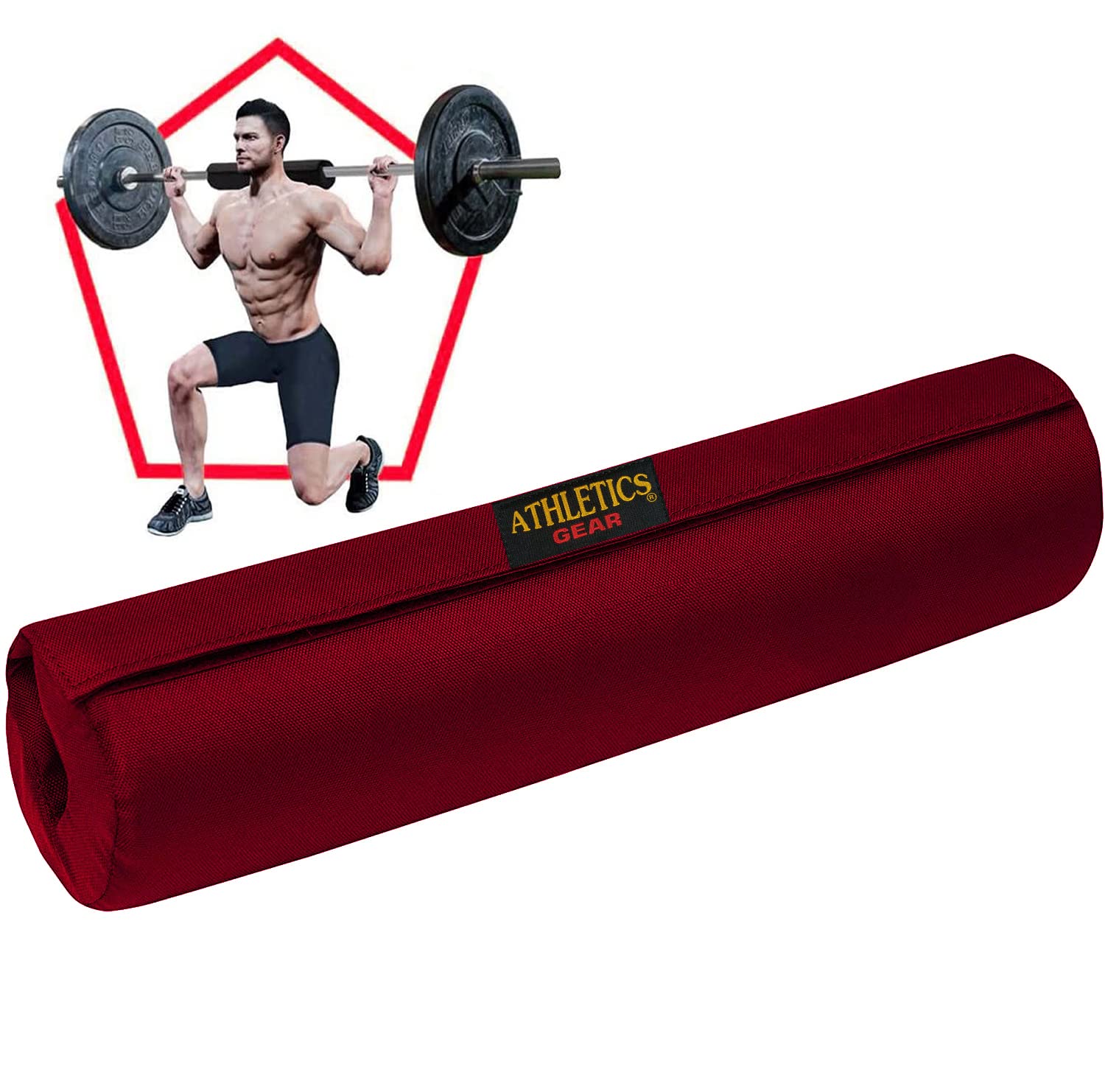 Barbell Pad by Athletics Gear – Great for Weight Lifting, Squats, Lunges & Hip Thrusts - Neck & Shoulder Protective Pad Support - Red