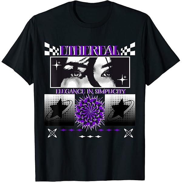 Amazon.com: Y2K Aesthetic Black and Purple Ethereal Star T