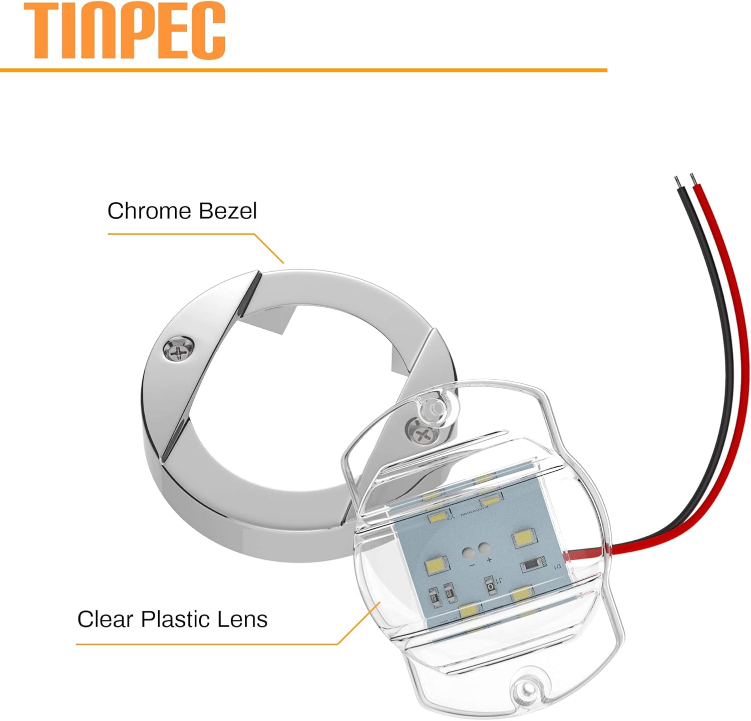 Tinpec Navigation Lights, 4PCS Marine Lights IP67 Waterproof Boat LED Lights 12V with Chrome Bezel for Boat Transom Mount Stern Anchor Side Bow Deck Suitable&ndash; Blue