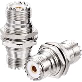 Superbat SO-239 Bulkhead Connector UHF Female Nut Bulkhead Panel Mount Connector, SO239 to SO 239 Adapter for J Pole Antenna 1/4 Wave Antenna etc. 2pcs