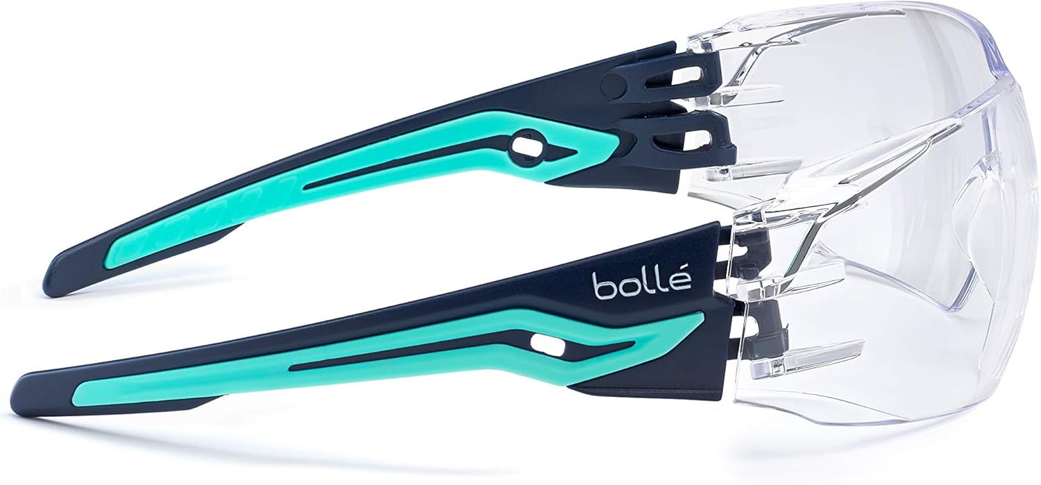 Bollé Safety SILEXPSI, Silex Safety Glasses Anti-Scratch/Anti-Fog, Black Blue Frame, Clear Lenses, Black & Blue, Universal: Sports & Outdoors