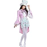 Adult Pretty Mad Hatter Costume Women's Alice in Wonderland Costume Pink Mad Hatter