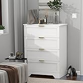 UYIHOME Modern 4 Drawer Dresser, 37inch Tall Dresser Chest with Large Drawer, Wood Dresser Storage Cabinet Organizer Unit for