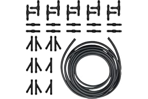 Civwesi Pack-1 Car Front Windshield 13.1Ft Washer Hose Kit, Connect Water Pump and Nozzle Flexible Rubber Pipe, T-type Y-type I-type Hose Connector, Universal for Cars Cleaning Accessories (Black)