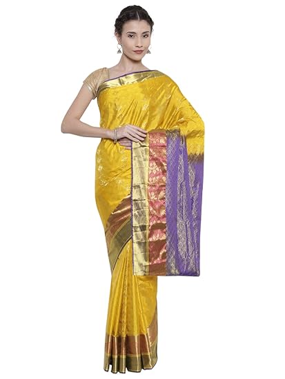 Dharmavaram Silk Saree - Solar Power Yellow - (CCMYSS7515)