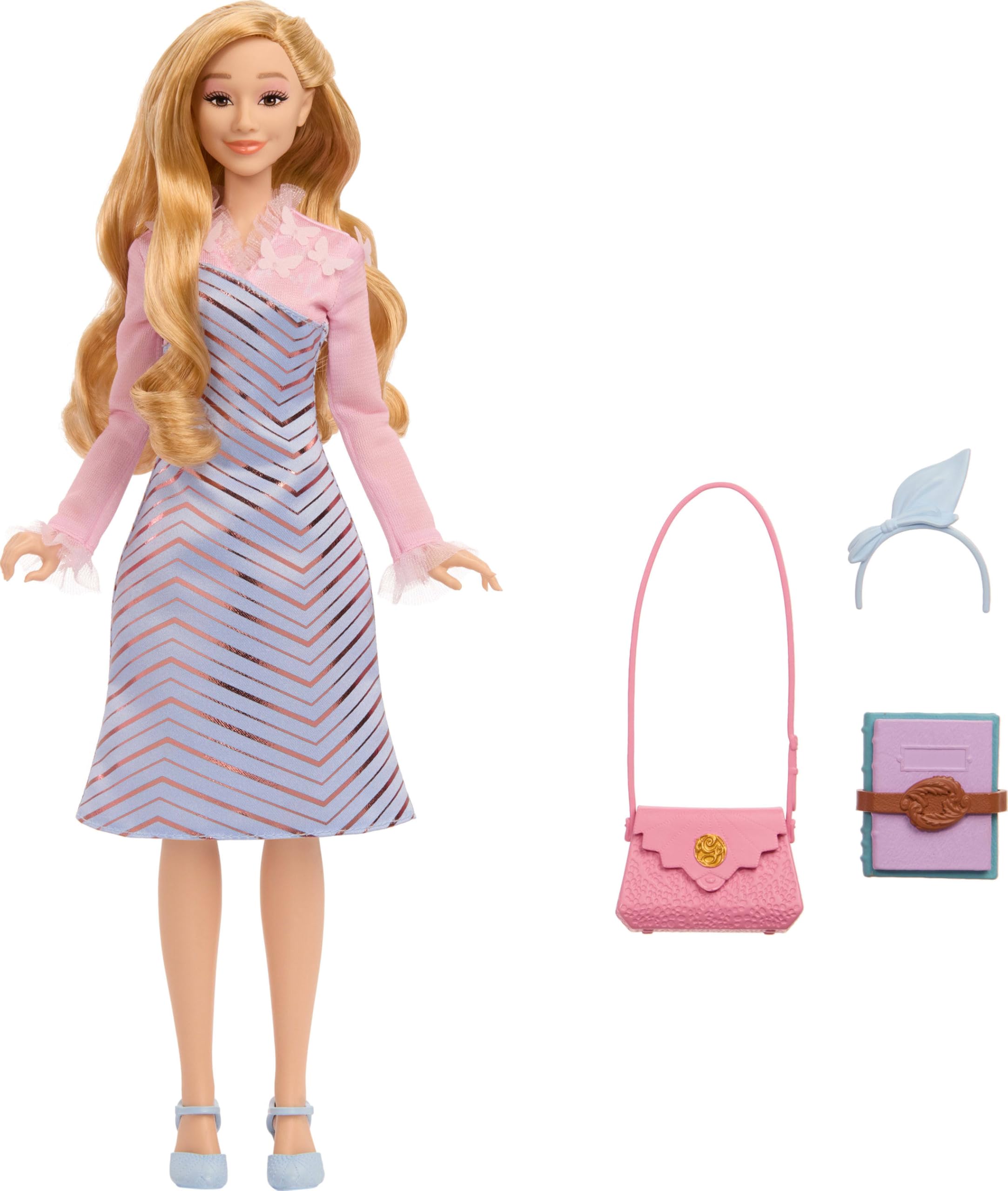 Mattel Universal Wicked Glinda Fashion Doll & Accessories with Styled Blonde Hair, Posability & Removable School Uniform Look