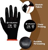 Velway Safety Work Gloves 12 Pairs PU Coated Non-Slip Gardening Mechanic Size S view 2