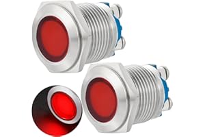 ZGSZJHF 16mm 5/8in Indicator Light Stainless Steel 304 12V-24V DC/AC Pilot Lamp Waterproof IP66 Metal 2Pcs
