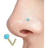 Turquoise Nose Rings Studs for Women Men 20G L Shaped Nose Studs Hypoallergenic Surgical Steel Nose rings Labret Lip Nose Piercing Jewelry