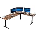VIVO Electric Corner L-Shaped 84 x 63 in Rustic Standing Desk, Memory Height Adjustment, Vintage Brown Top Black Frame, DESK-E3CTBN-84