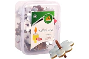 Ner Mitzvah Pre-Assembled Flower Shaped Floating Wicks - 50 Count - Cotton Wicks and Cork Disc Holders for Oil Cups