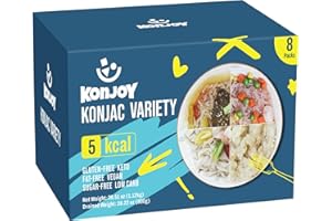 KONJOY Konjac Shirataki Noodle Variety Pack, 8 Pack Spaghetti, Fettuccine, Rice, Angel Hair, Low Carb Keto Pasta, 5 Calorie Vegan Meal, Gluten-Free, Sugar-Free, Plant-Based, Ready to Eat, Healthy Gift