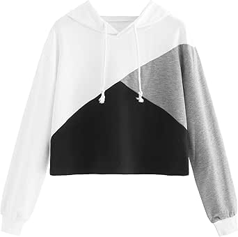 color block crop hoodie