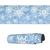 Famame Laptop Mouse Pad Beautiful Snowflakes Winter Pattern Desk Mat with Stitched Edges 31.5X 11.8 inch Non-Slip Large Keyboard Rubber Writing Table Mat for Office Home