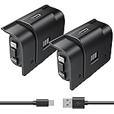 2 Pack Rechargeable Controller Battery Pack for Xbox Series X|S/Xbox One with 4 Battery Door Play & Charge Kit with Micro USB