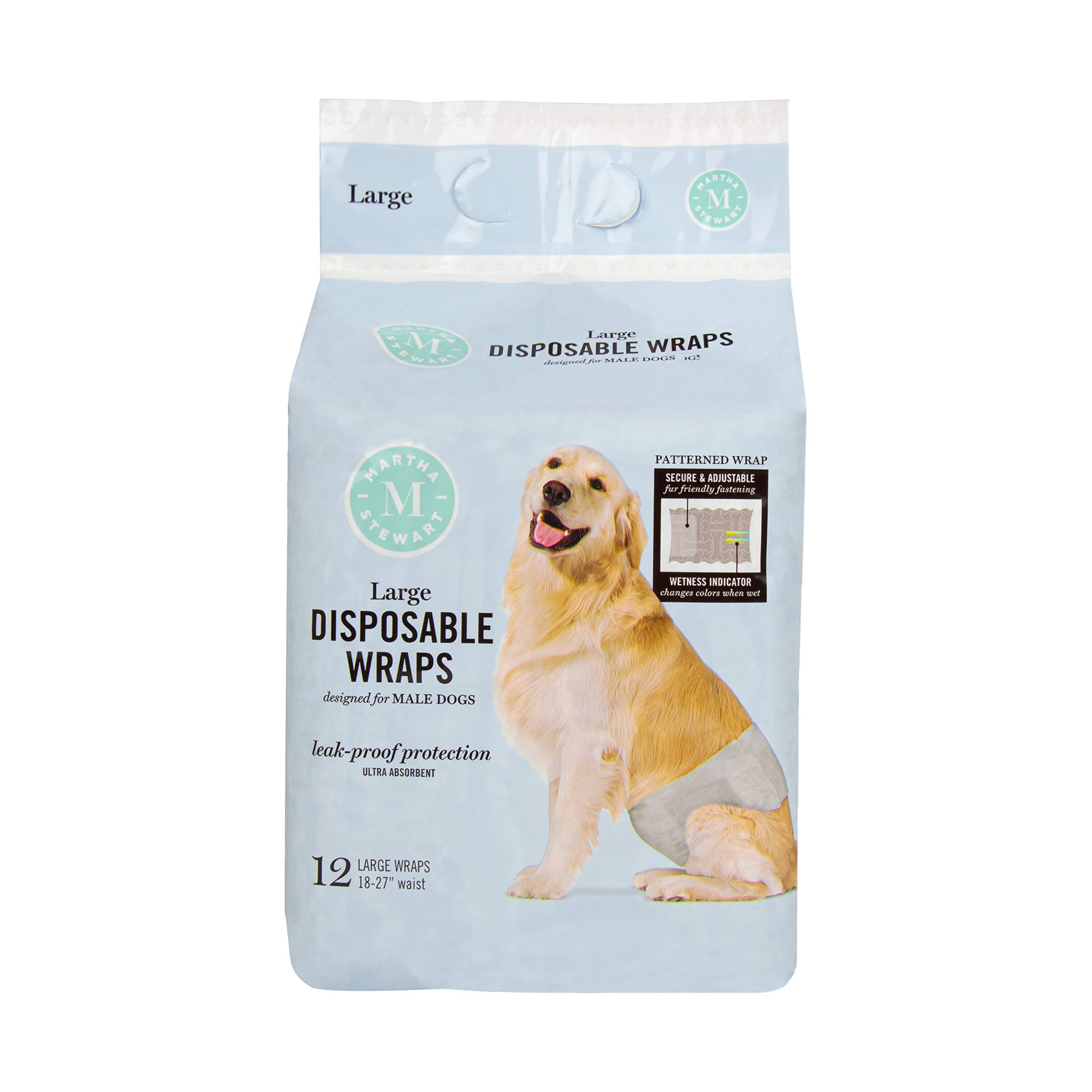 Martha Stewart for Pets Large Male Wraps-18-27"" Waist - 12 Pack, grey