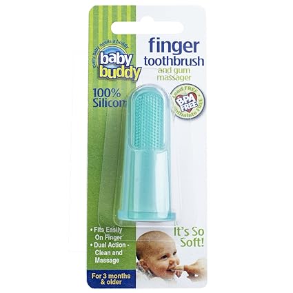 Baby Buddy Finger Toothbrush Stage 2 for Babies/Toddlers, Kids Love Them, Green