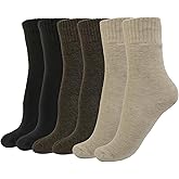 Thermal Crew Socks for Women, 6 Pairs Cotton Quarter Socks in Neutral, Cozy Ankle Socks