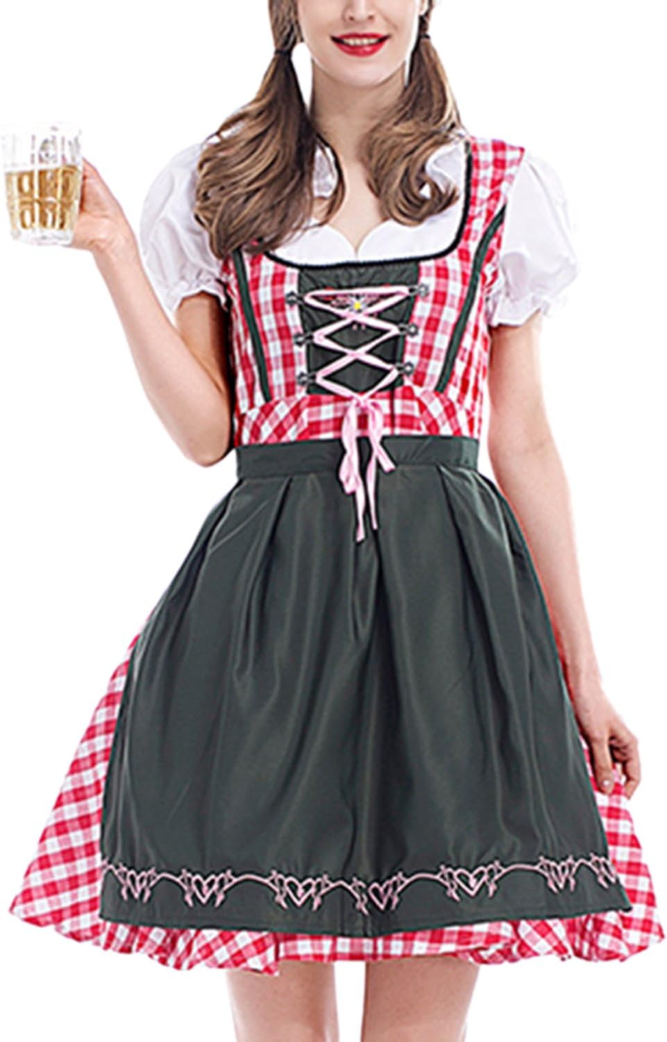 Zonsaoja Women's Costumes for Bavarian Oktoberfest German Dirndl Mini Dress