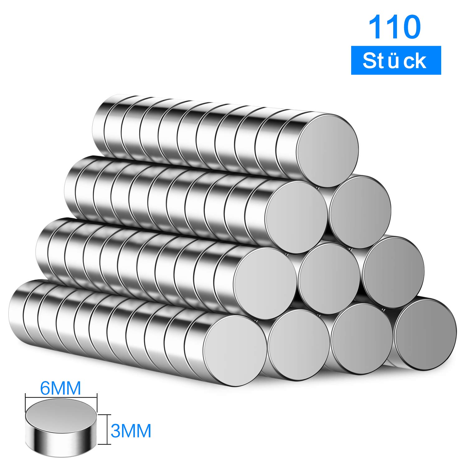 BUSATIA Neodimio Imán 110 piezas, 6 mm x 3 mm Neodimio Raro Imanes ...