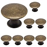 SWZHAI 8 Pcs Antique Brass Cabinet Knobs, Round
