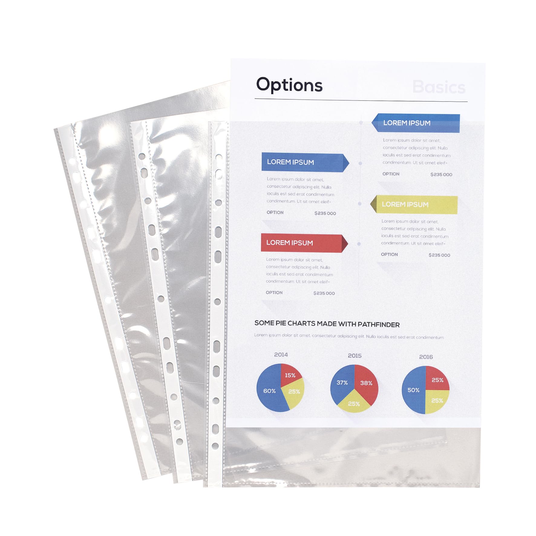 Exacompta - Ref 5250E - PP Document Punched Pockets - Suitable for A4 Documents, 0.1mm Polypropylene, Top Opening for Documents, Pre-Punched Left Tab - Clear (Pack of 50)