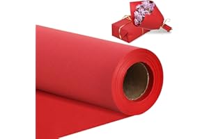 RIBBOOO Red Wrapping Papper, 15" X 32ft Kraft Wrapping Paper Roll Gift Wrapping Paper, Bulletin Board Paper, Flower Wrapping 